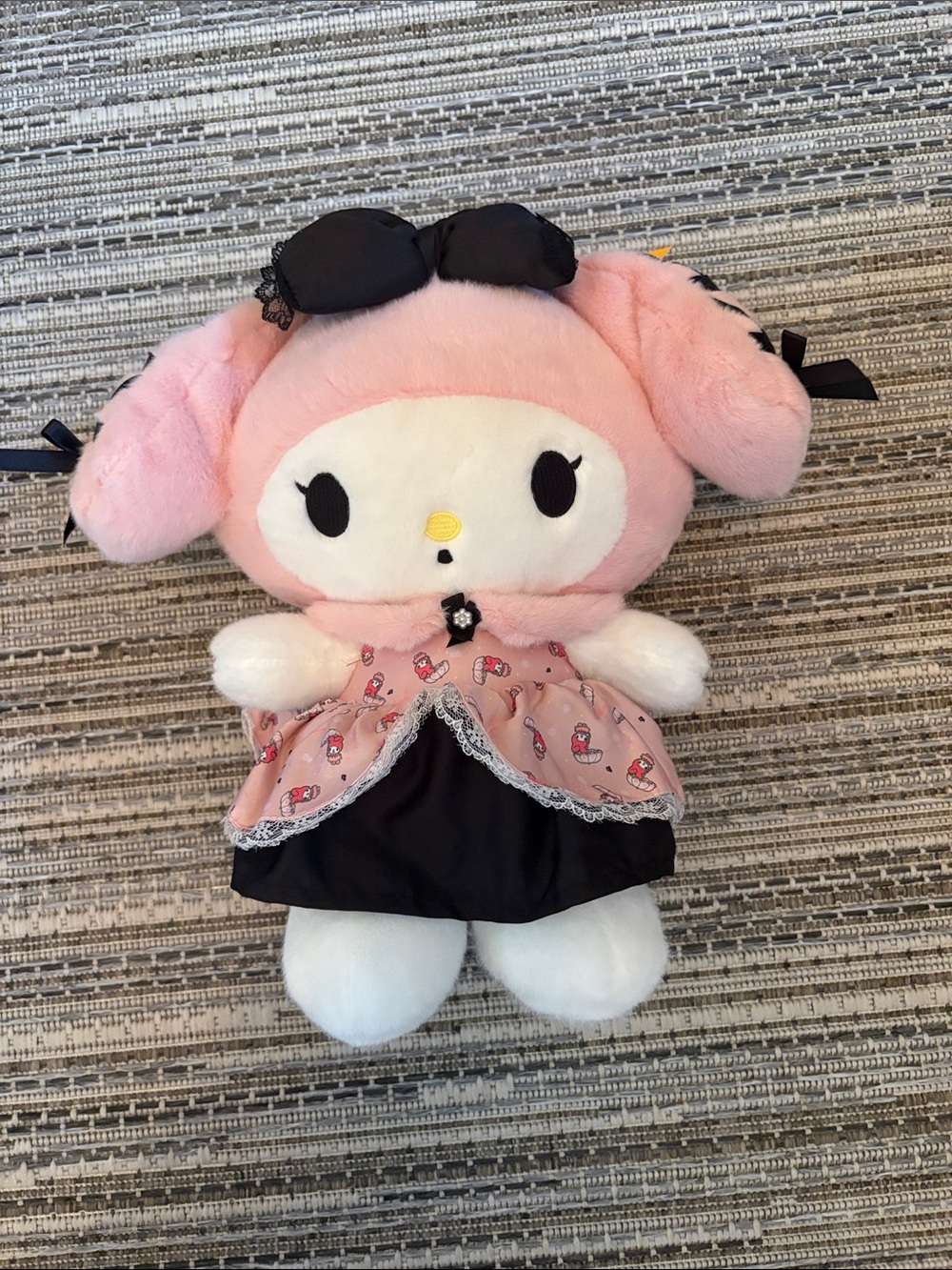 Sanrio My Melody Pink and Black Plush Doll with Bow
